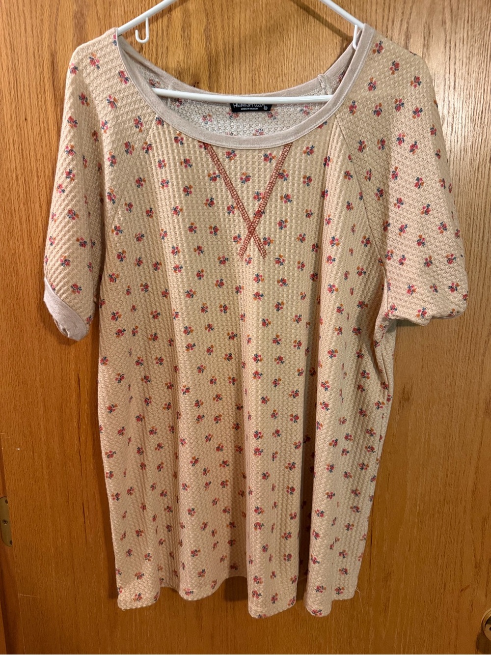 HEIMISH USA Cream Short-Sleeve Floral Waffle Knit Tee